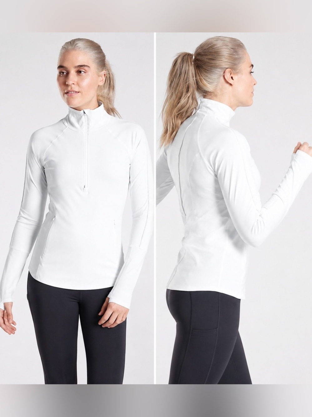 Athleta Half-Zip Pullover White Eclipse Reflective